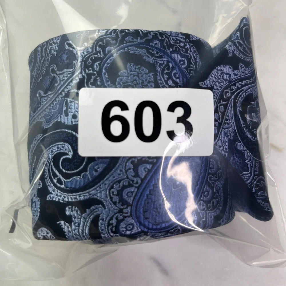 Kenneth Roberts Platinum Mens Tie Blue Black Paisley Woven Jacquard Necktie